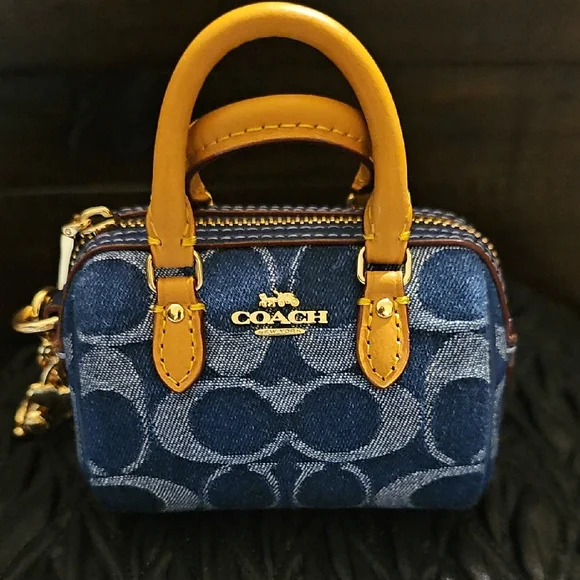 Coach Denim Signature Bag Charm - Picture 2 of 6
